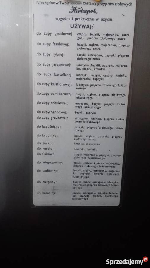 Spis przypraw do zup i dań Iława