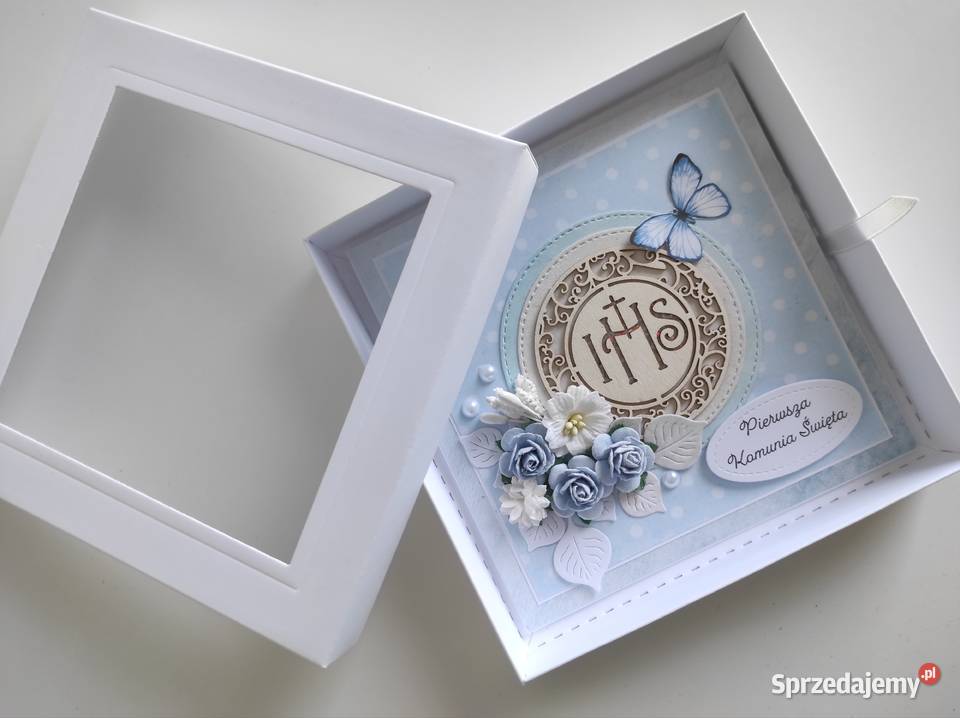 Kartka w pudełku ręcznie robiona na Komunię łódzkie Łódź