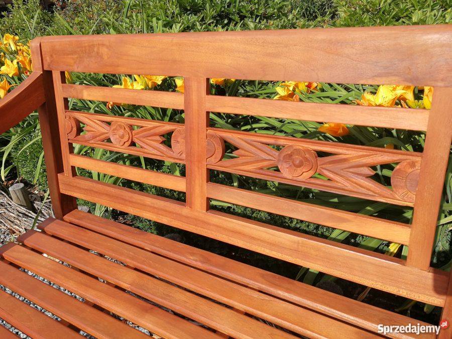 Ławka Lawenda 100 brązowa z drewna teak tek tik drewno Niechorze