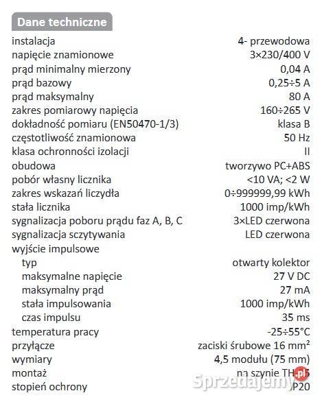 Licznik energii 3fazowy na szynę TH35 WZE3 FF małopolskie Krzeszowice