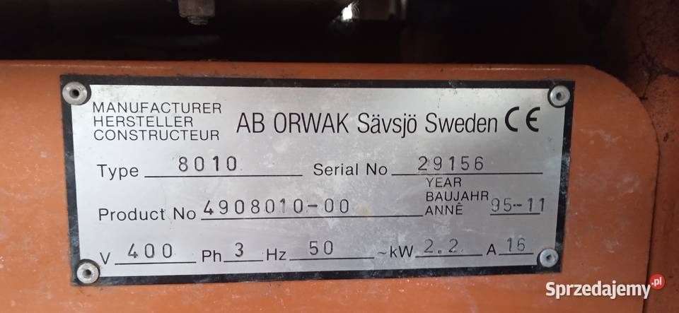 Belownica prasa do makulatury foli Orwak 8010 Pozostałe Pozostałe Łódź