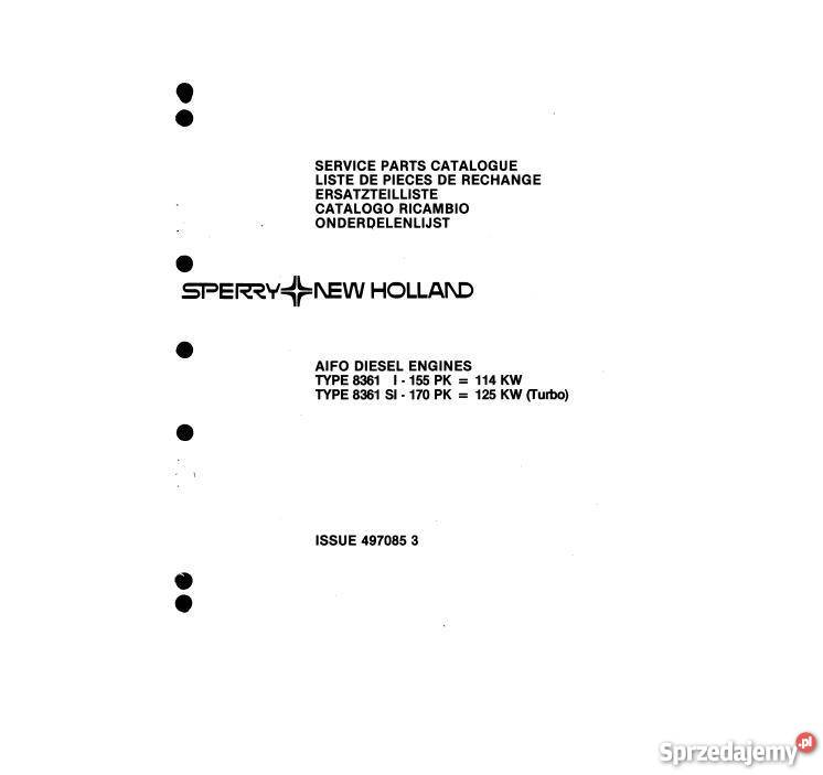 HOLLAND silnik 8361 KATALOG CZĘSCI naprawa