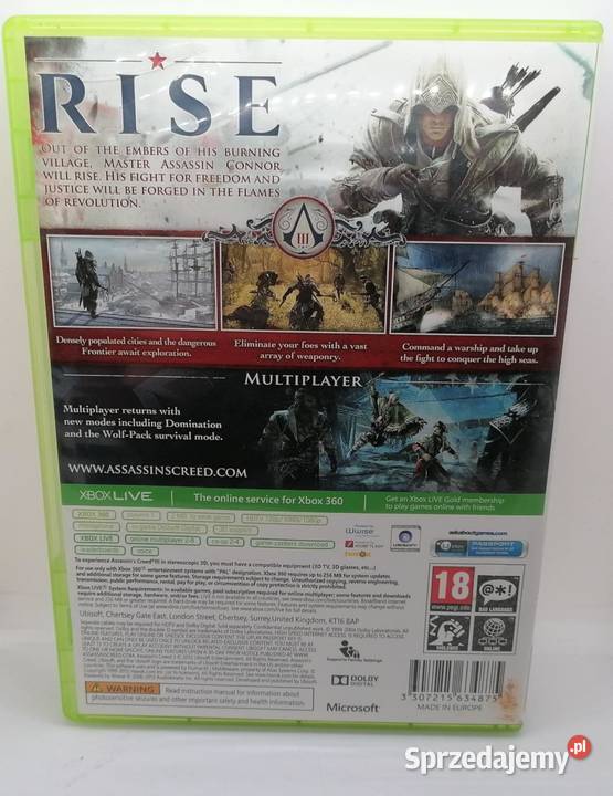 Gra Assasins Creed III Xbox 360 Elbląg sprzedam