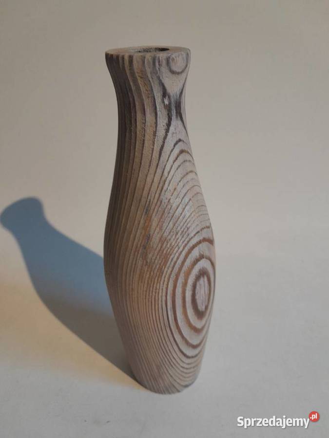 Stary drewniany wazon wazonik lite drewno Dąbrowa Górnicza