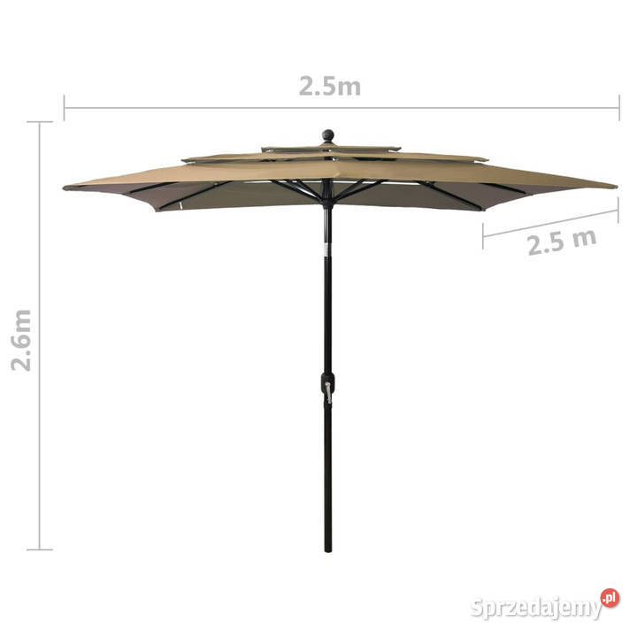 3poziomowy parasol na aluminiowym słupku taupe Warszawa sprzedam