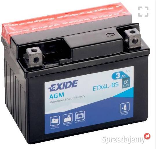 Akumulator motocyklowy EXIDE ETX4LBS YTX4LBS 12V Grudziądz sprzedam