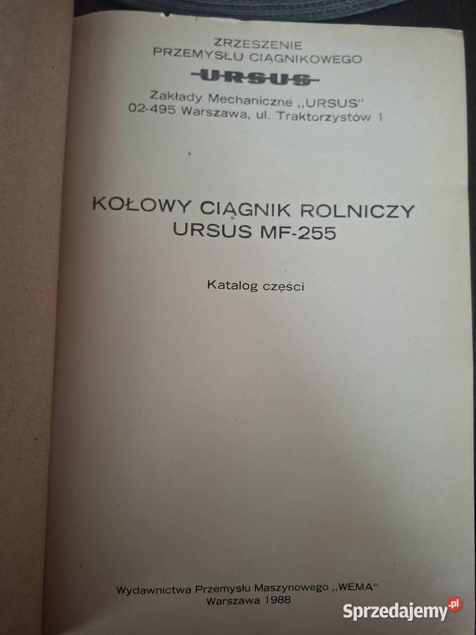 Oryginalny katalog części URSUS MF 255 Pozostałe śląskie