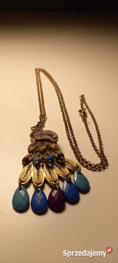 Długi wisiorek z pawiem Warszawa sprzedam