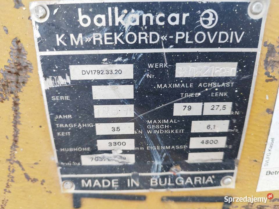 Wózek widłowy Balkancar DV 1792 Bułgar Strzyżew sprzedam