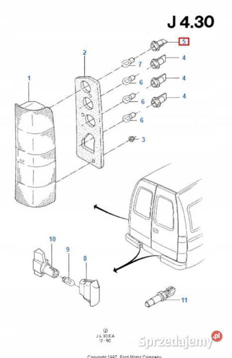 OPRAWKA ŻARÓWKI LAMPY TYŁ FORD ESCORT ORION osobowe lubelskie