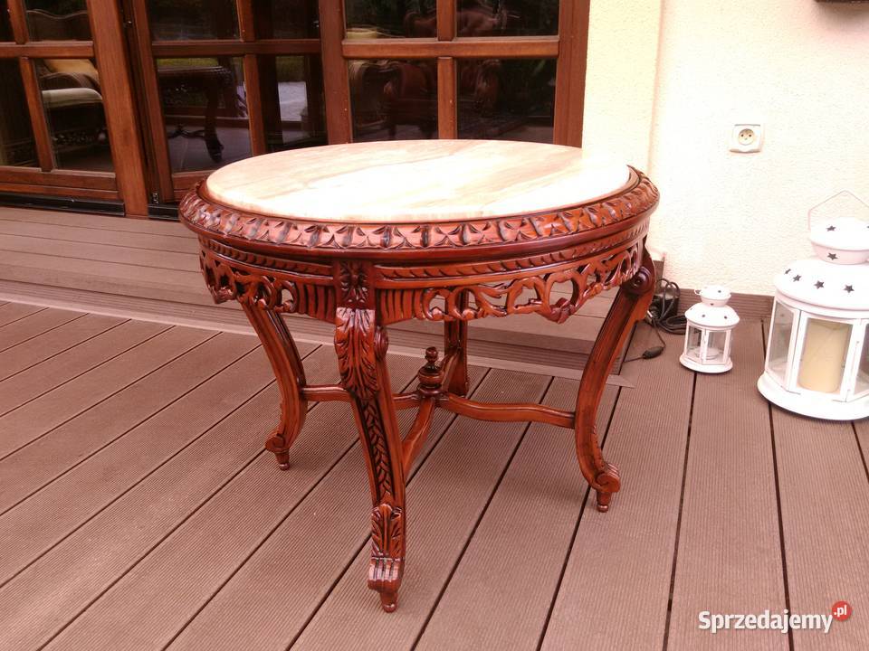 Stolik Barokowy Rzeźbiony Marmur Antyk UNIKAT łódzkie