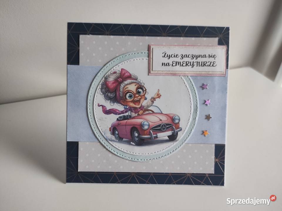 Kartka ręcznie robiona na emeryturę emerytura 3 Rękodzieło łódzkie Łódź
