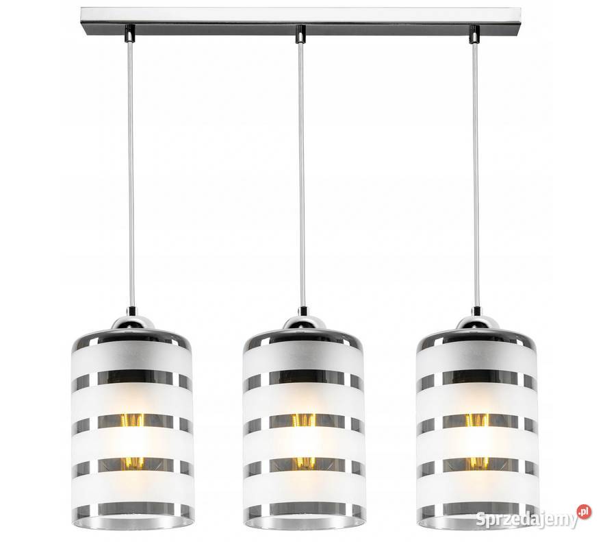 LAMPA WISZĄCA ŻYRANDOL SZKLANA CHROM potrójna na Choroszcz