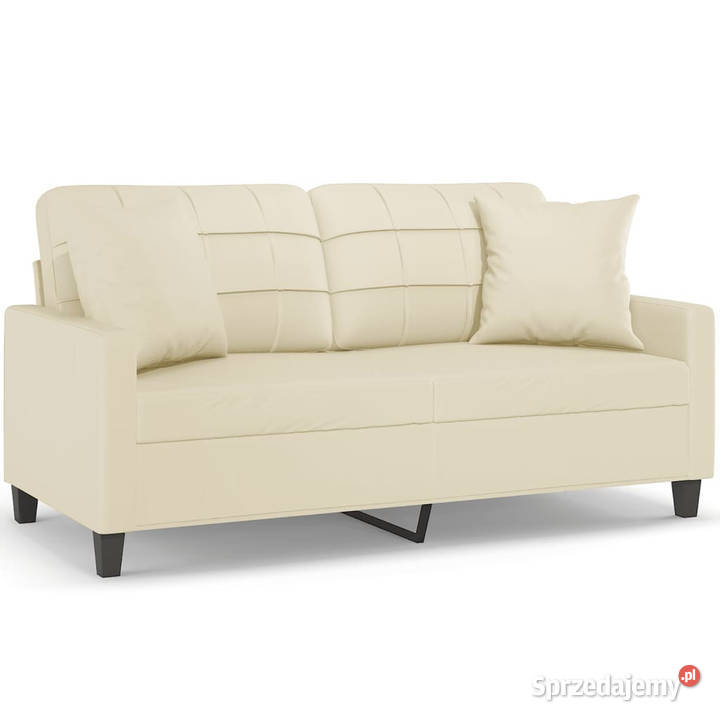 2osobowa sofa z poduszkami kremowa 140 sztuczna mazowieckie
