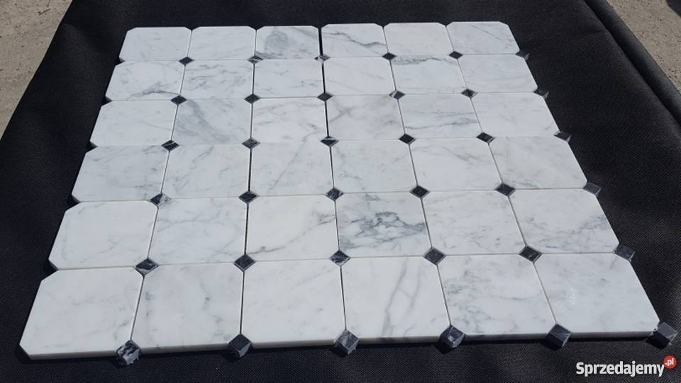 MOZAIKA BIANCO CARRARA OCTAGON DEKOR CZARNOBIAŁA Bielawa sprzedam