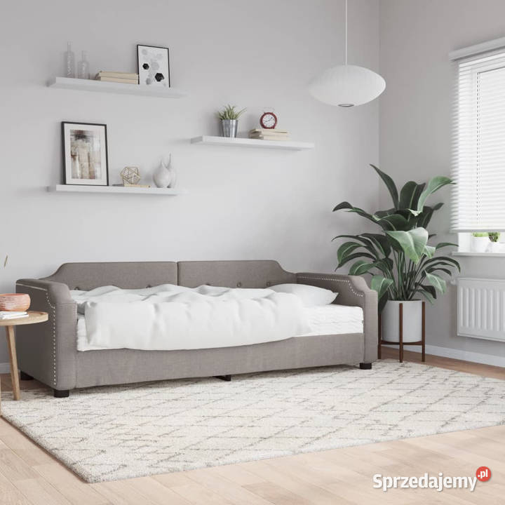 Sofa z materacem do spania kolor taupe tkanina Warszawa