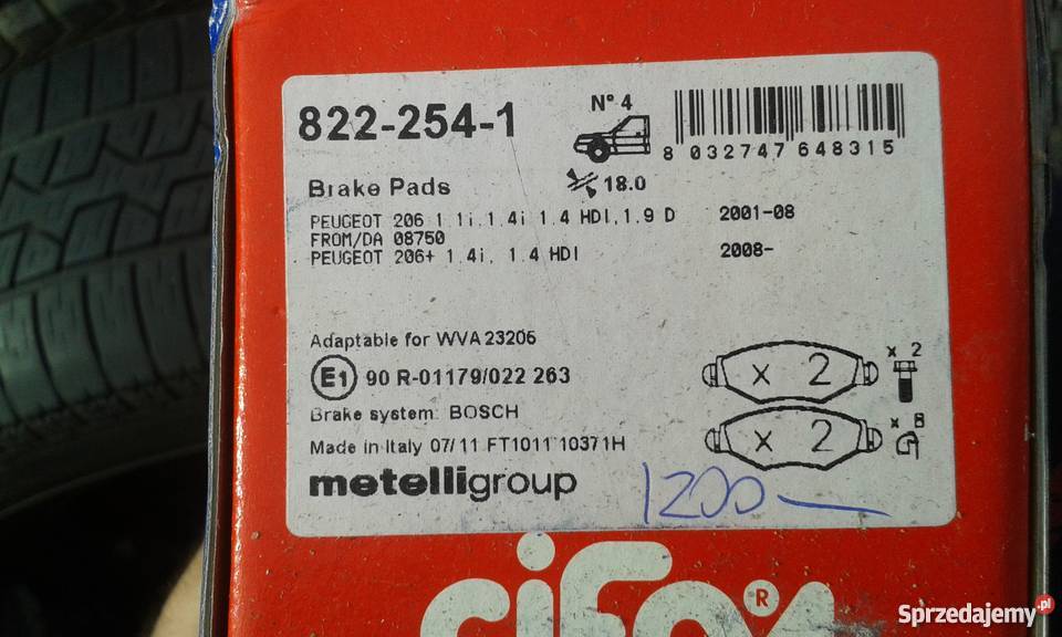 Klocki hamulcowe peugeot vw skoda seat renault Układ hamulcowy lubuskie Sława sprzedam