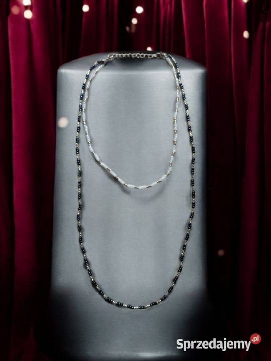 Podwójny naszyjnik z malutkich koralikow Naszyjniki