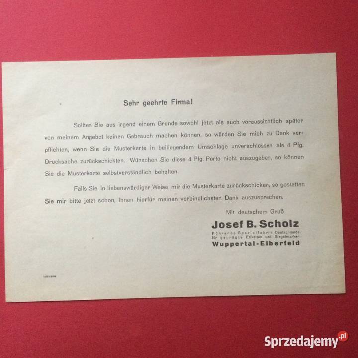 1225 Znaczki i Dokumenty Reklamowe Josef B Szczecin