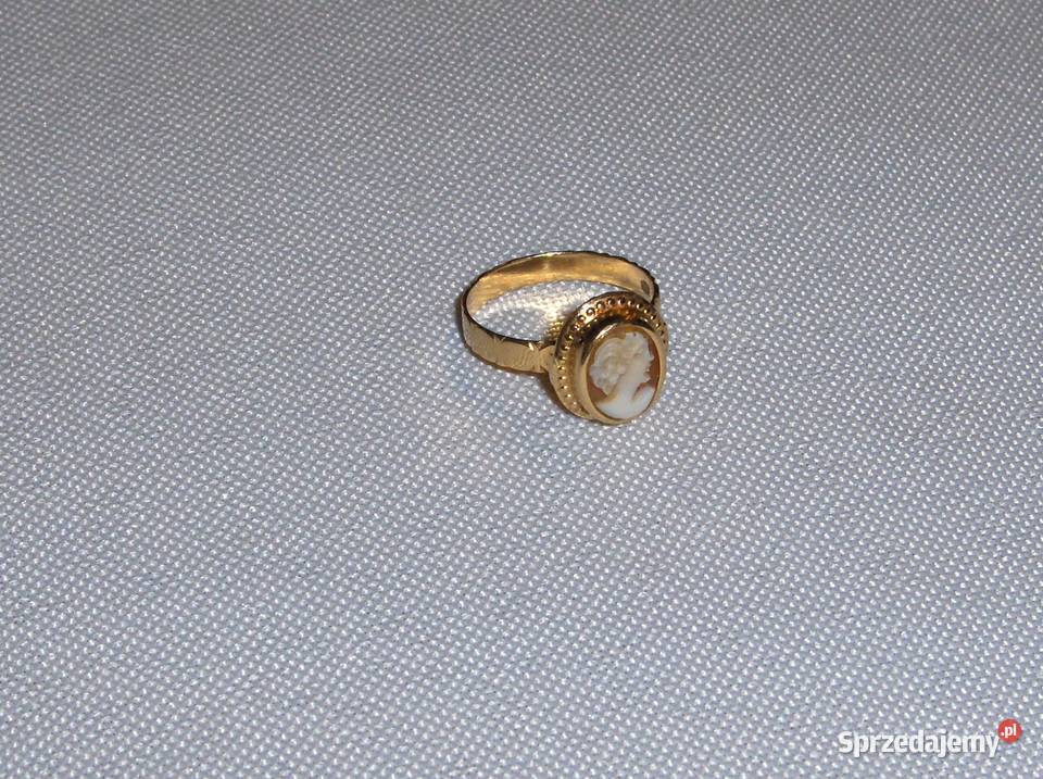 Złoty 18K pierścionek z kameą R14 25 g Łódź