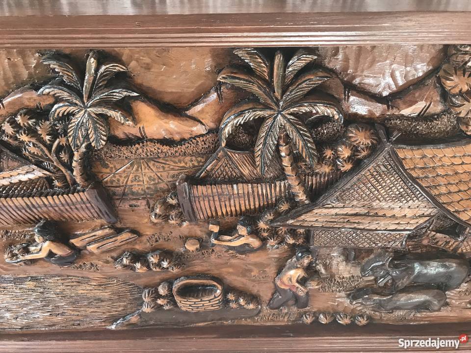 Płaskorzeźba 107 drewniany obraz relief ręcznie