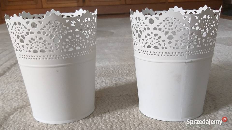 Białe osłonki na doniczki Skurar Ikea mazowieckie