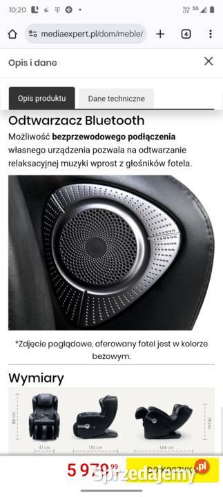 Fotel masujący MASSAGGIO Bello 2 Czarnobeżowy Warszawa sprzedam