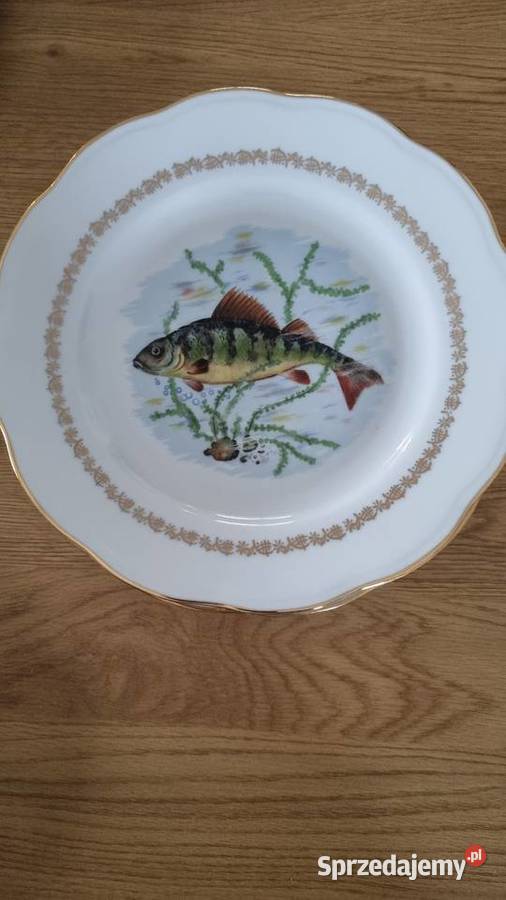 Talerze Płaskie Ryby Porcelana Francuska Wola Podłężna