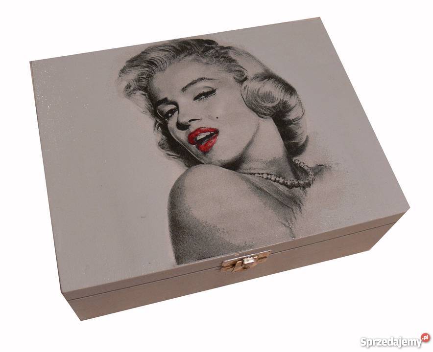 Pudelko pojemnik drewniany zapięcie Marilyn odcienie szarości Halinów