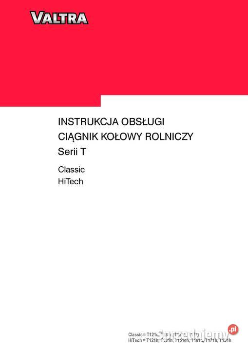 Valtra T T1 Instrukcja obsługi 121 131 151 161 Szamotuły
