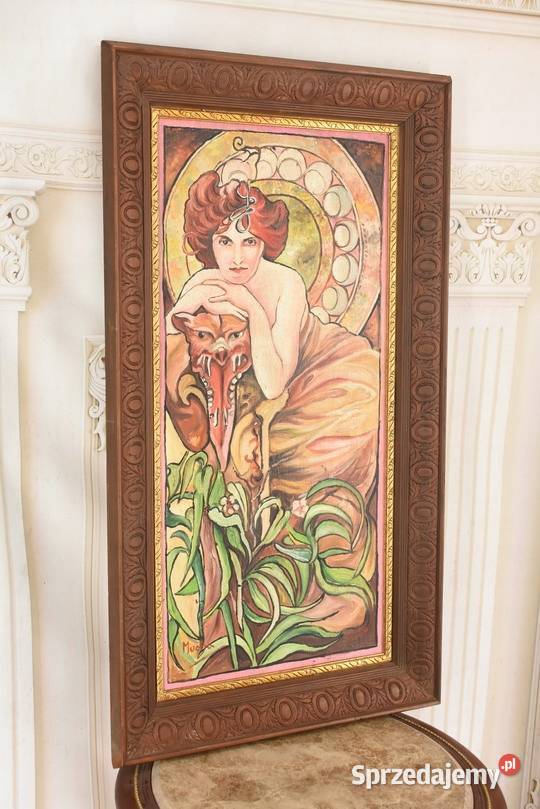 Alfons Mucha Dama Kameliowa Nimfa Akt Stary Dekoracje i ozdoby Kraków sprzedam