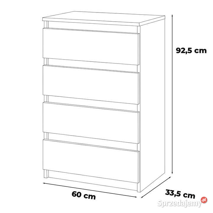 Komoda 4 Szuflady 60 Dąb Wenge Biały Mat Pojemna Elbląg