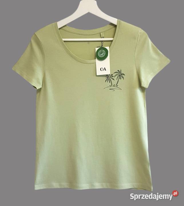 Damska bluzka oliwkowa z krótkim rękawem Bez wzoru Odzież damska Chrzanów