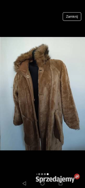 Płaszcz ocieplany kożuszkiem zapinany na guziki podkarpackie Krosno