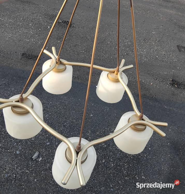 Lampa żyrandol na 5 żarówek złoty kształt sprzedam