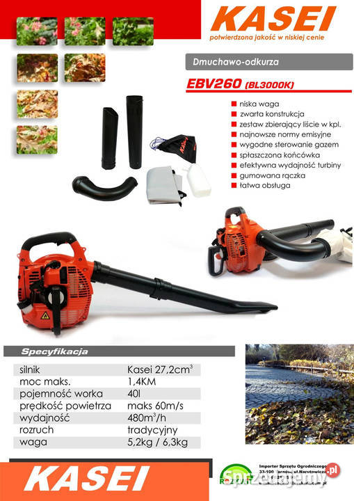 KASEI EBV260 BL3000K ODKURZACZ DO LIŚCI Opalenica sprzedam