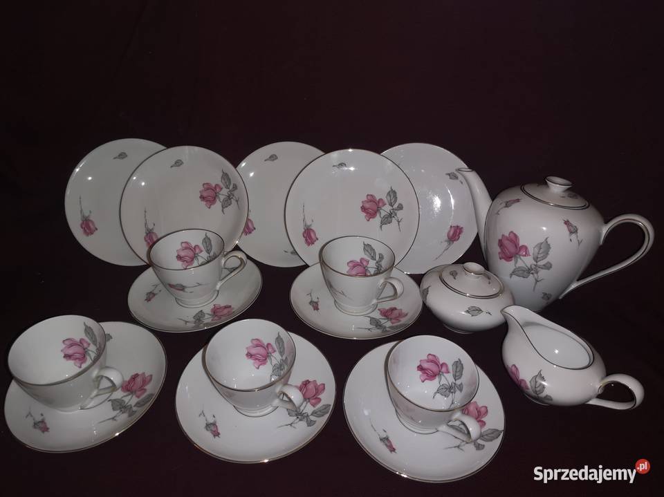 Serwis KPM Krister Germany z różą Porcelana i szkło Antyki, Sztuka, Kolekcje Gdańsk sprzedam