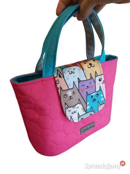 Różowa Torebka Koszyk w KOTKI handmade WYSYŁKA Kraków