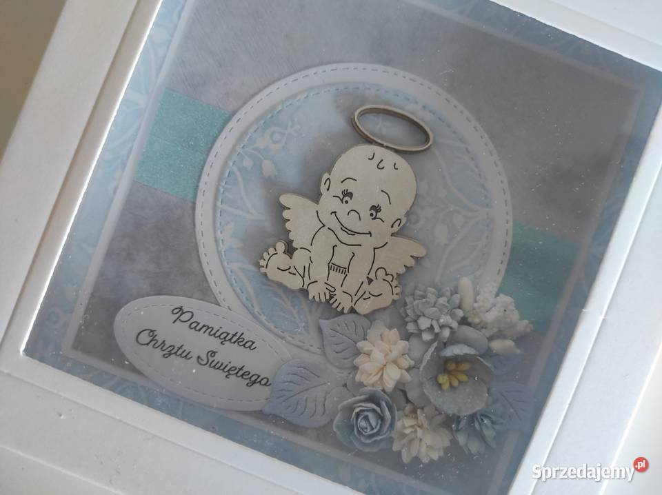 Kartka ręcznie robiona w pudełku na Chrzest Łódź