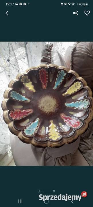 Piękny talerz duży brązowy kolorowe liscie Maków Mazowiecki