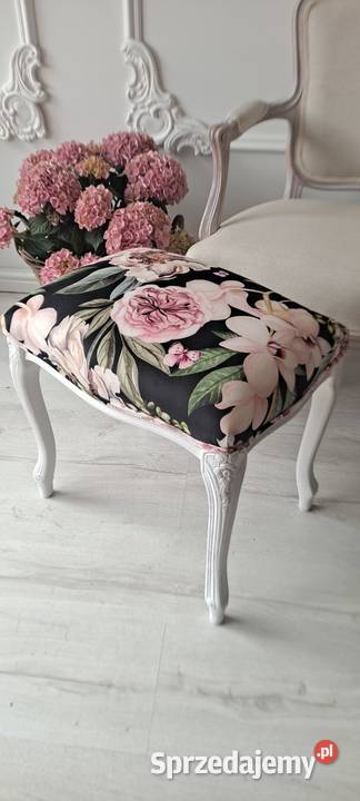 Stylowa pufa kwiaty pufa podnóżek stołek taboret 47cm sprzedam
