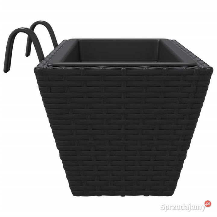 Donice z haczykami 2 czarne polirattan WM366398 mazowieckie