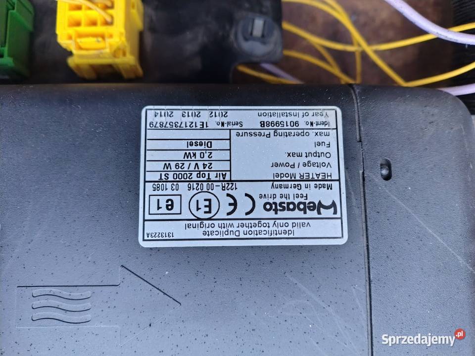 Webasto 2kw 24v jeździło w Volvo ciężarowe Ogrzewanie postojowe Ełk