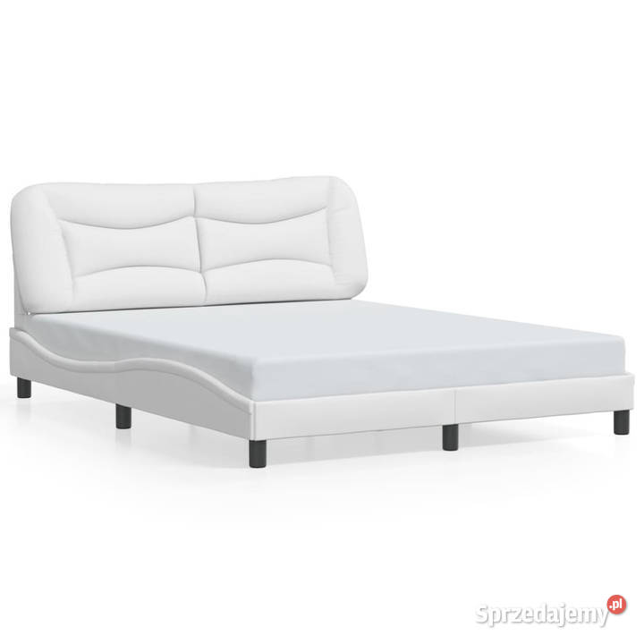 Rama łóżka z zagłówkiem biała sztuczna skóra 74cm