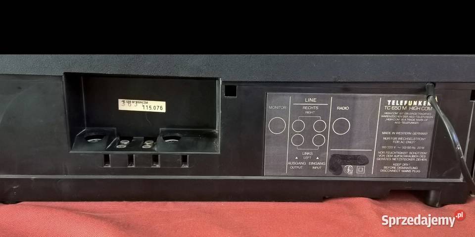 Kolekcjonerski Magnetofon kasetowy Telefunken TC Magnetofony kujawsko-pomorskie Grudziądz