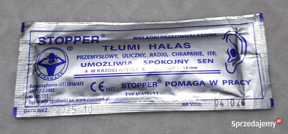 Stopper do uszu wkładki przeciwhałasowe Rozmiar Czeladź