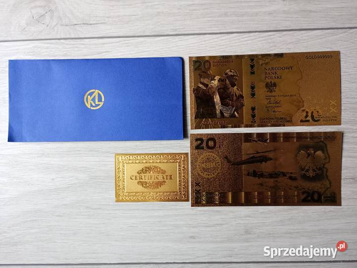 OCHRONA GRANICY Wschodniej 20 Pozłacany Banknot Numizmatyka Stalowa Wola