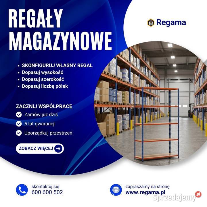 Regał półkowy do magazynu garażu sklepu biura Radomsko