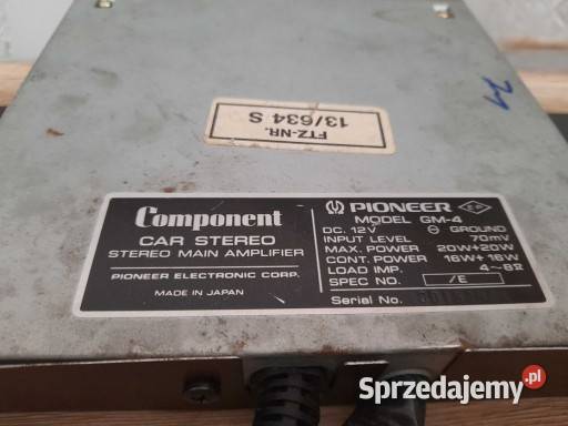 Pioneer Component GM4 wzmacniacz osobowe Sprzęt audio fabryczny Koszalin sprzedam