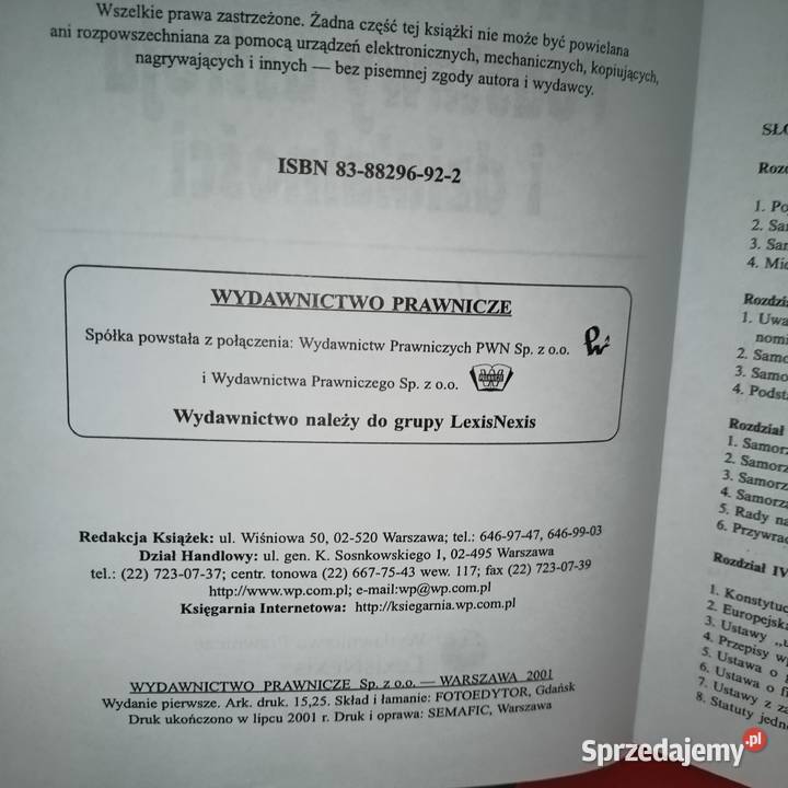 Samorząd Terytorialny Podstawy ustroju i Książki naukowe i popularnonaukowe Gdańsk sprzedam